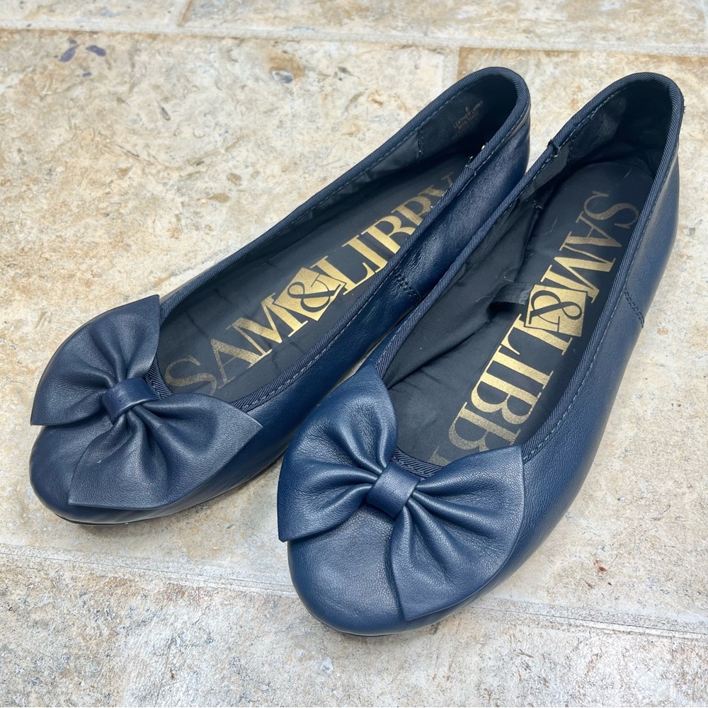 Sam & Libby Navy Bow Ballet Flats